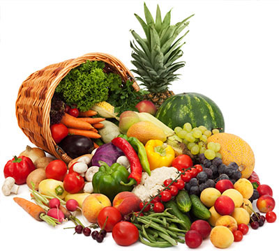 Fresh, raw fruits & vegetables