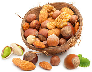 Fresh, raw nuts